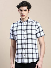 Men White Checked Casual Shirt-WILLACHECKS-99-White
